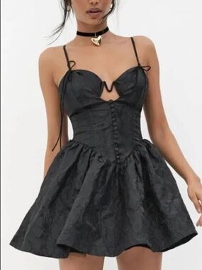 For love and lemons faith jacquard black mini dress